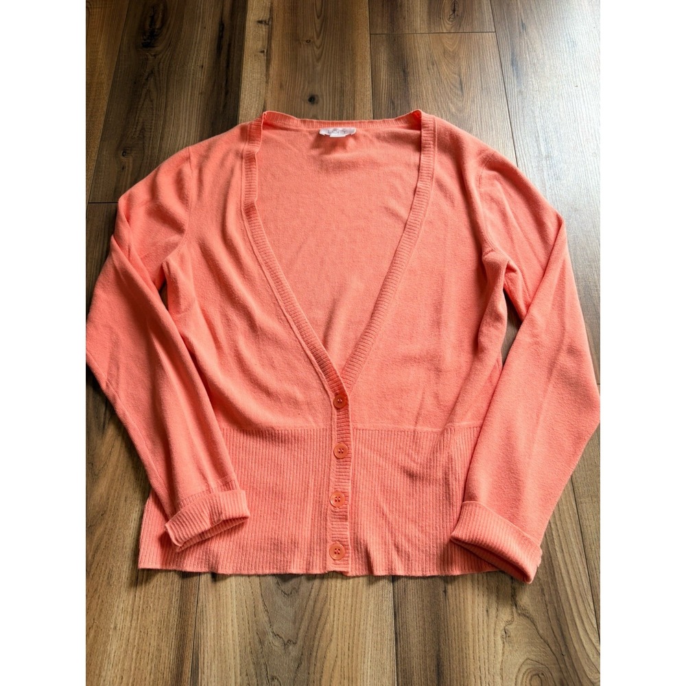 Ann Taylor LOFT Peach  Button-Up Cardigan Sweater Womens Long Sleeve Knit Size M
